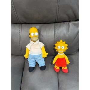 Homer Simpson Lisa Simpson Plush Dolls Lot 2 The Simpsons TV Show